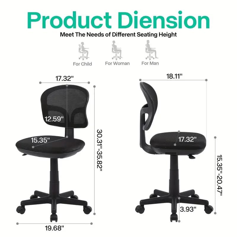 Compact Ergonomic Office Chair With Wheels